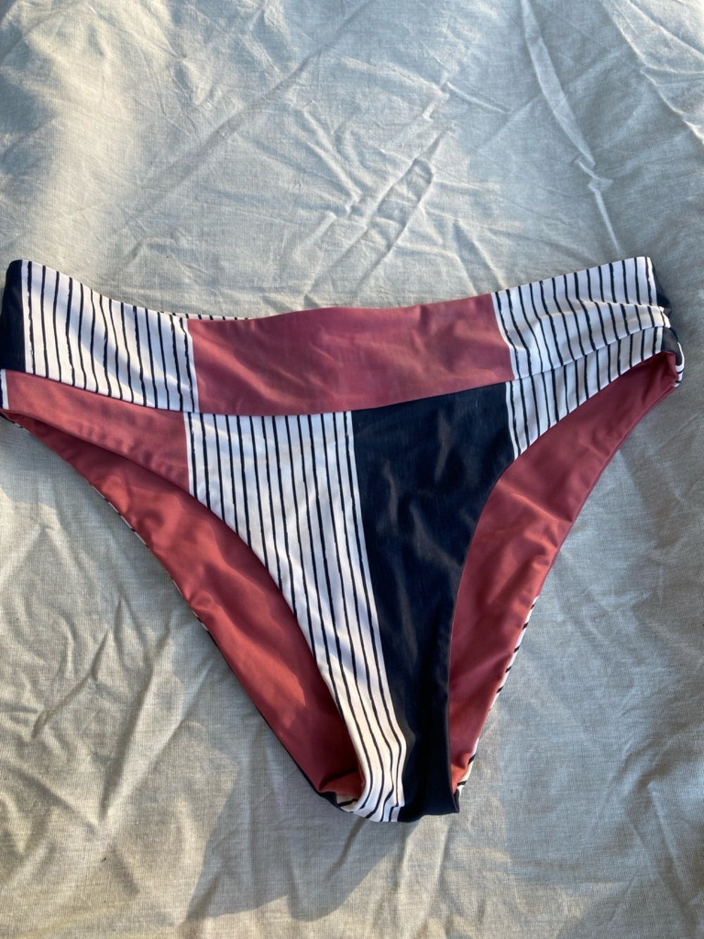 Rip curl Open Road block print bikini bottom L high rise